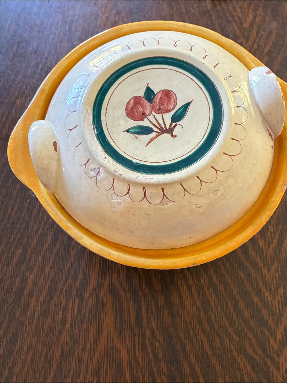 Hand-Painted Collectible Stangle Covered Casserole - Purple Fruit Motif